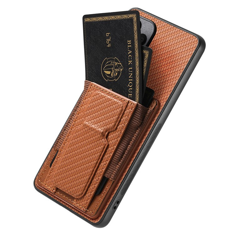 Phone Case For Xiaomi Redmi 14C 4G / 14R 5G / Poco C75 4G Leather Back Cover with Kickstand Card Holder - Brown