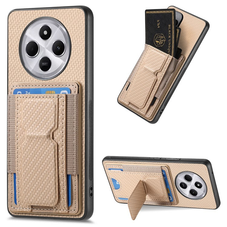 Phone Case For Xiaomi Redmi 14C 4G / 14R 5G / Poco C75 4G Leather Back Cover with Kickstand Card Holder - Beige