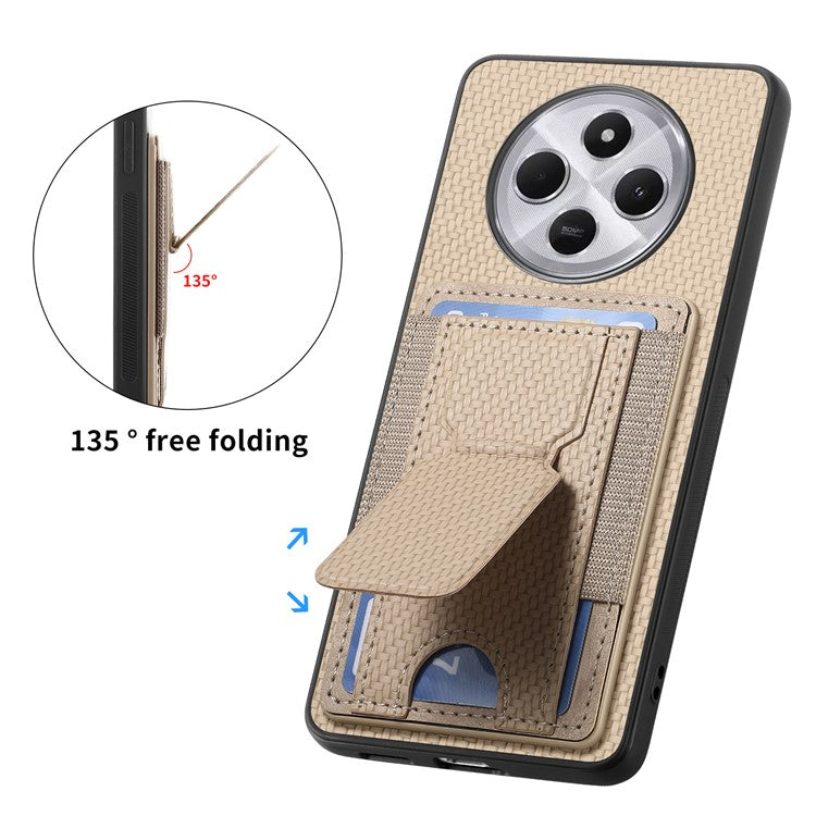 Phone Case For Xiaomi Redmi 14C 4G / 14R 5G / Poco C75 4G Leather Back Cover with Kickstand Card Holder - Beige