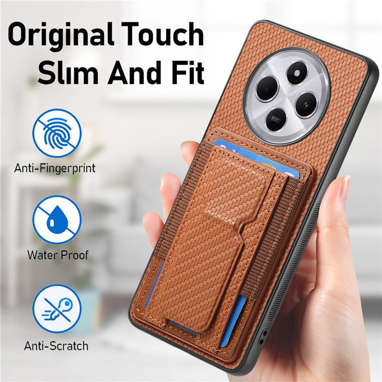 Phone Case For Xiaomi Redmi 14C 4G / 14R 5G / Poco C75 4G Leather Back Cover with Kickstand Card Holder - Beige