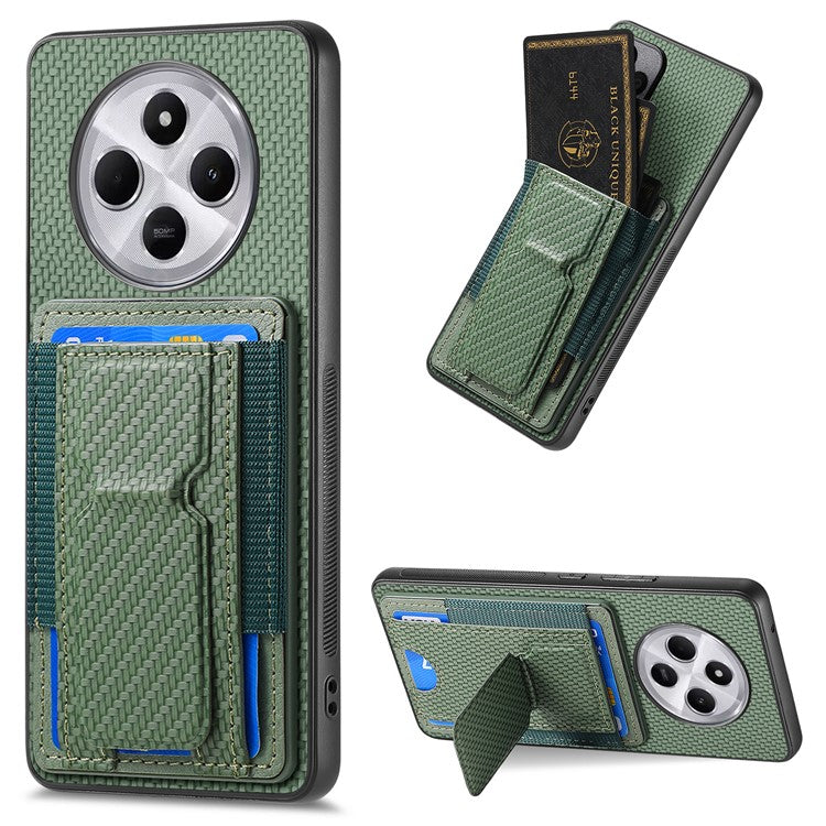 Phone Case For Xiaomi Redmi 14C 4G / 14R 5G / Poco C75 4G Leather Back Cover with Kickstand Card Holder - Green