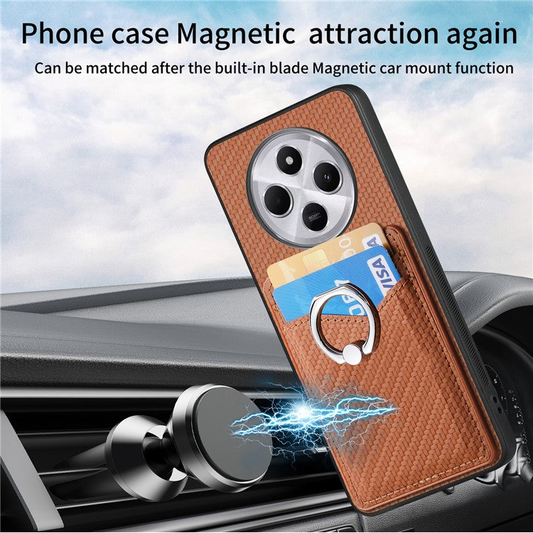 Phone Case For Xiaomi Redmi 14C 4G / 14R 5G / Poco C75 4G Back Cover with Card Slots Ring Holder Kickstand - Blue