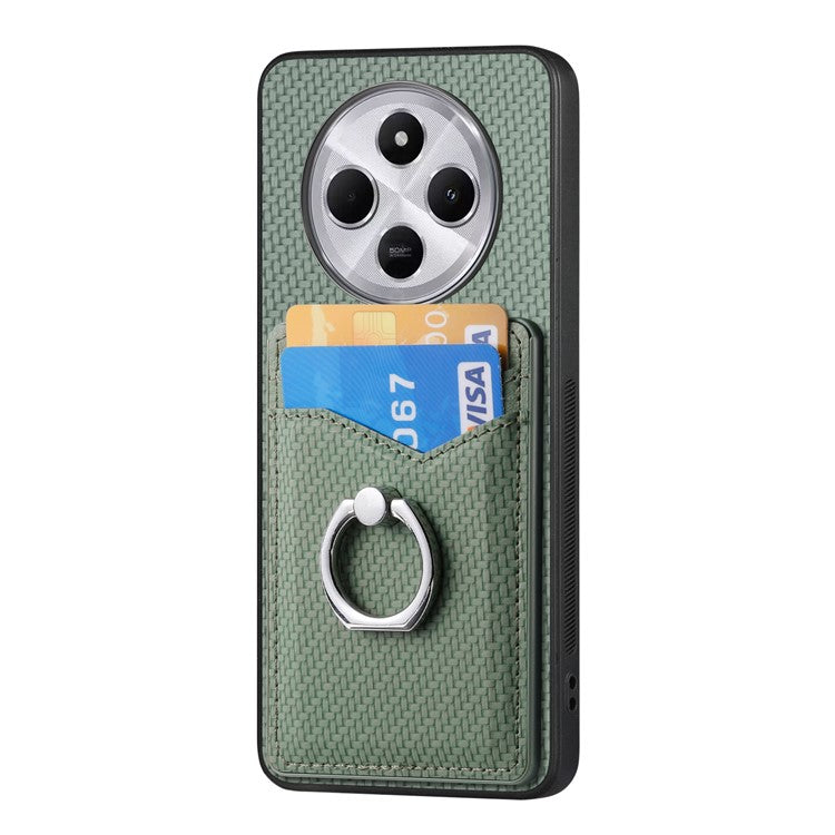 Phone Case For Xiaomi Redmi 14C 4G / 14R 5G / Poco C75 4G Back Cover with Card Slots Ring Holder Kickstandr - Green