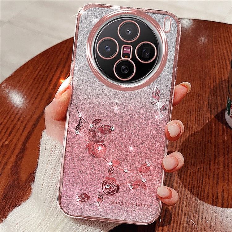 KADEM For vivo X200 5G Case Flower TPU Flexible Gradient Phone Cover - Rose Gold