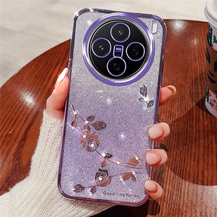 KADEM For vivo X200 5G Case Flower TPU Flexible Gradient Phone Cover - Purple