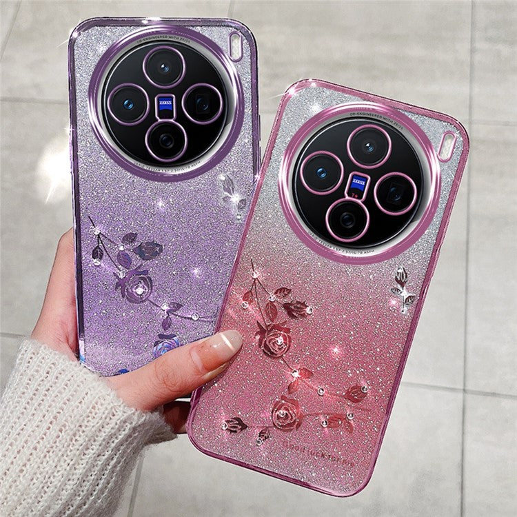 KADEM For vivo X200 5G Case Flower TPU Flexible Gradient Phone Cover - Purple