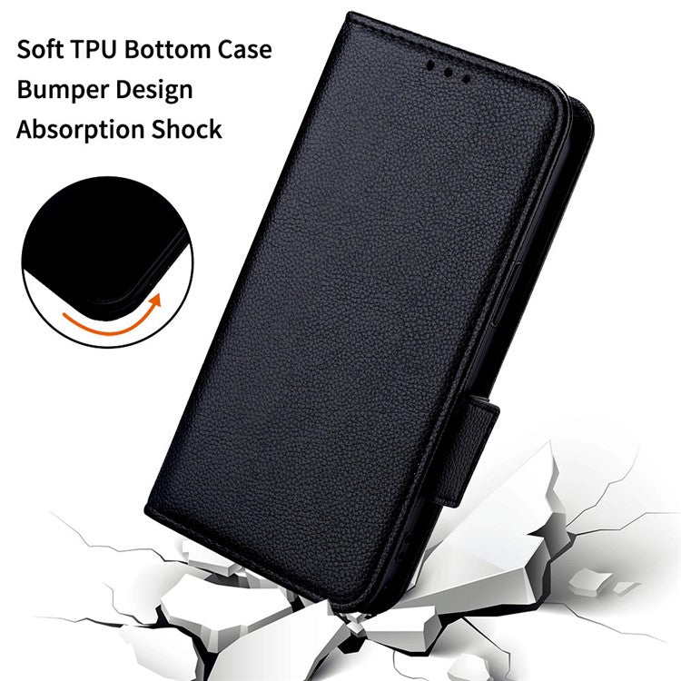 For vivo X200 Pro 5G Case Litchi Texture PU Leather Wallet Flip Phone Cover - Black