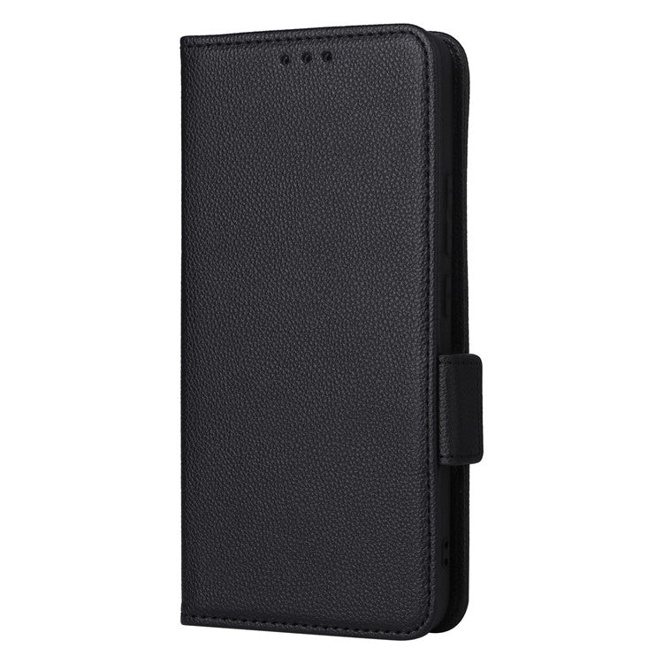 For vivo X200 Pro 5G Case Litchi Texture PU Leather Wallet Flip Phone Cover - Black