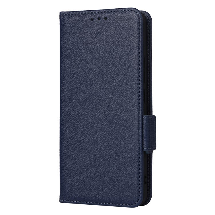 For vivo X200 Pro 5G Case Litchi Texture PU Leather Wallet Flip Phone Cover - Dark Blue