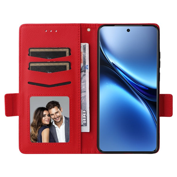 For vivo X200 Pro 5G Case Litchi Texture PU Leather Wallet Flip Phone Cover - Red