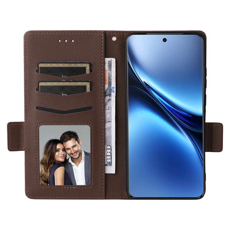 For vivo X200 Pro 5G Case Litchi Texture PU Leather Wallet Flip Phone Cover - Brown