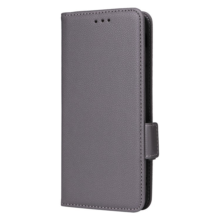 For vivo X200 Pro 5G Case Litchi Texture PU Leather Wallet Flip Phone Cover - Grey