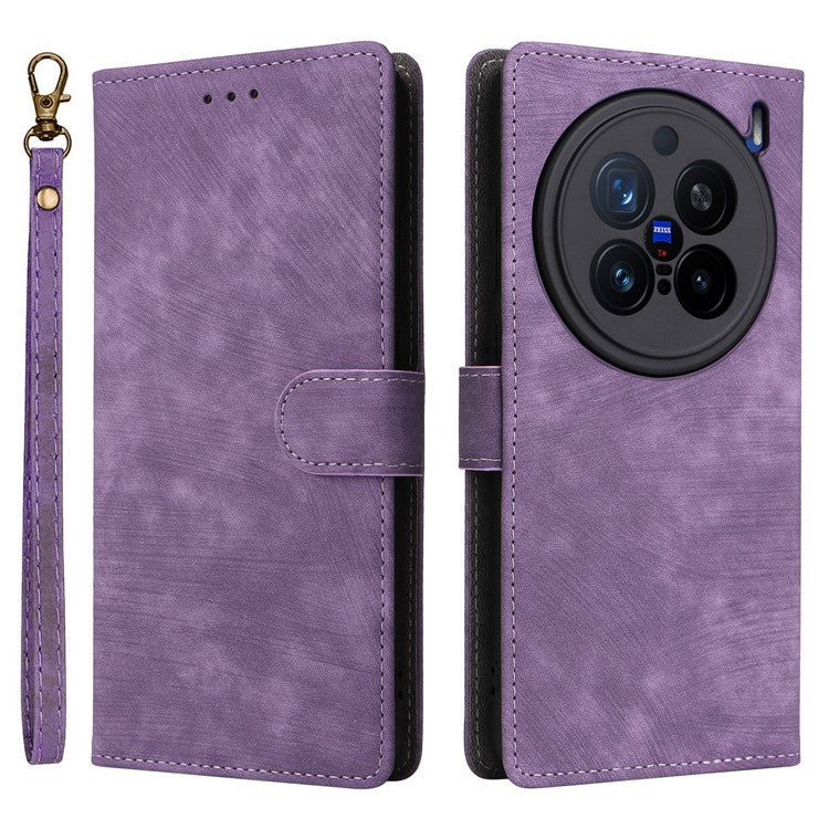 For vivo X200 Pro 5G Wallet Phone Case RFID Blocking PU Leather Flip Cover Stand View - Purple