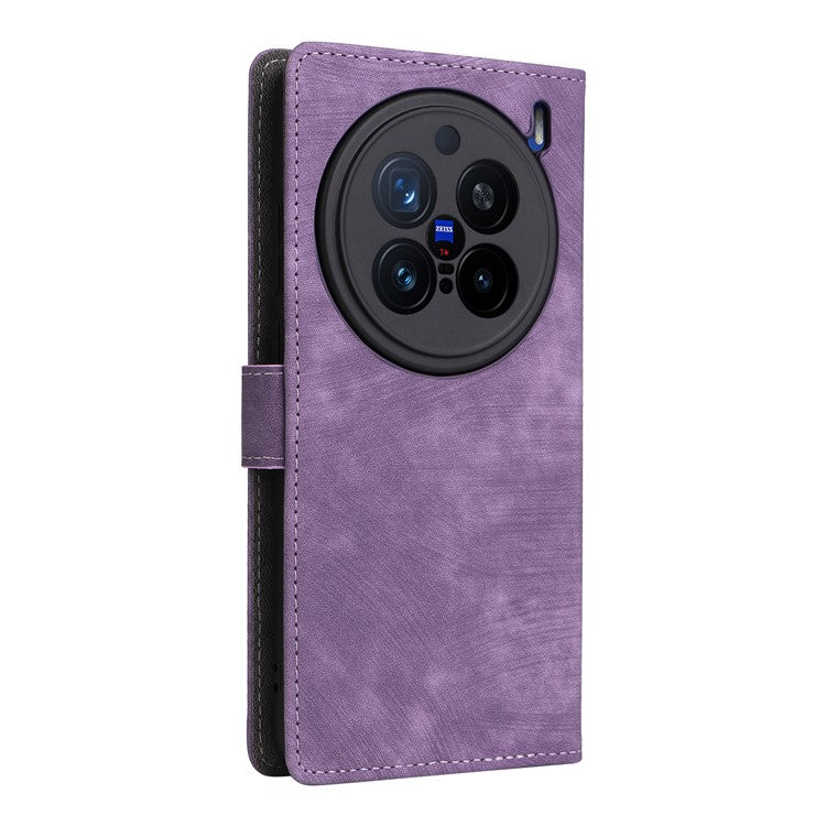 For vivo X200 Pro 5G Wallet Phone Case RFID Blocking PU Leather Flip Cover Stand View - Purple