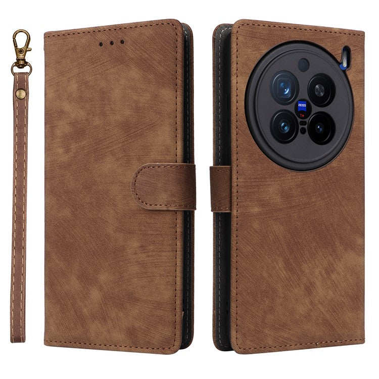 For vivo X200 Pro 5G Wallet Phone Case RFID Blocking PU Leather Flip Cover Stand View - Brown