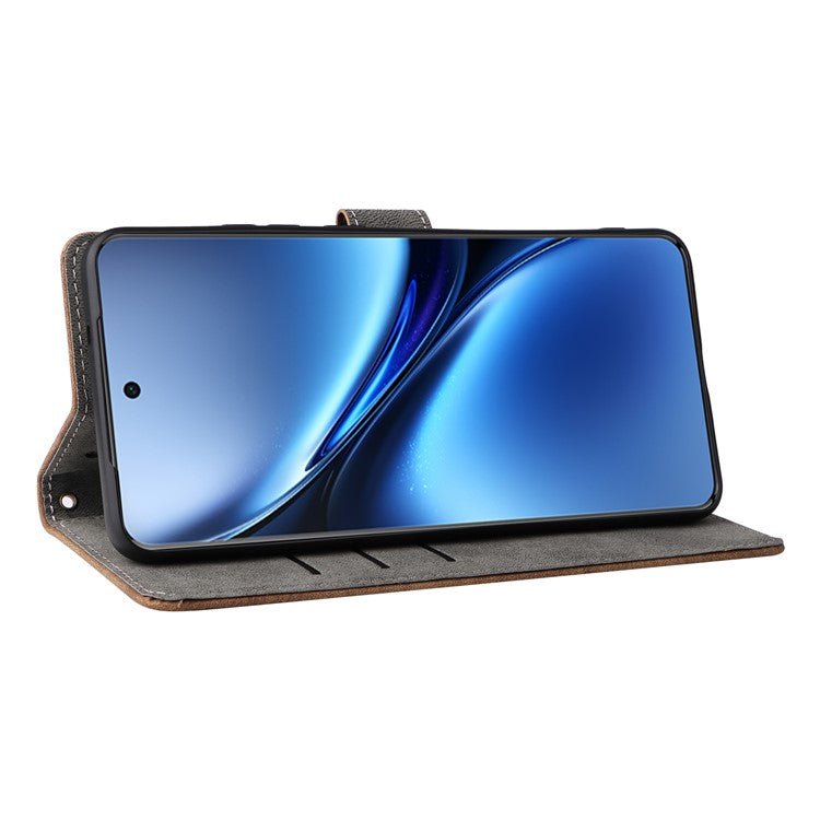 For vivo X200 Pro 5G Wallet Phone Case RFID Blocking PU Leather Flip Cover Stand View - Brown