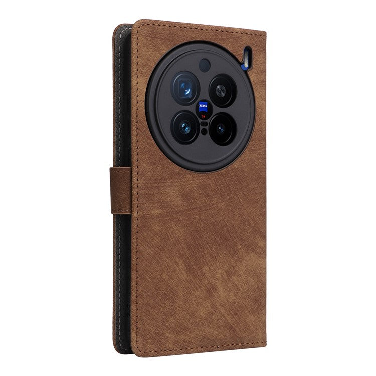 For vivo X200 Pro 5G Wallet Phone Case RFID Blocking PU Leather Flip Cover Stand View - Brown