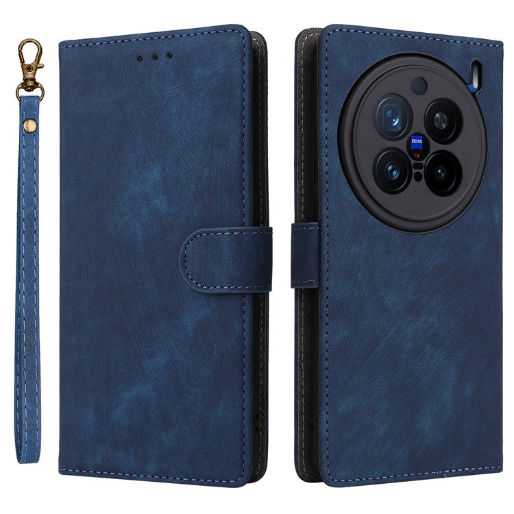 For vivo X200 Pro 5G Wallet Phone Case RFID Blocking PU Leather Flip Cover Stand View - Blue