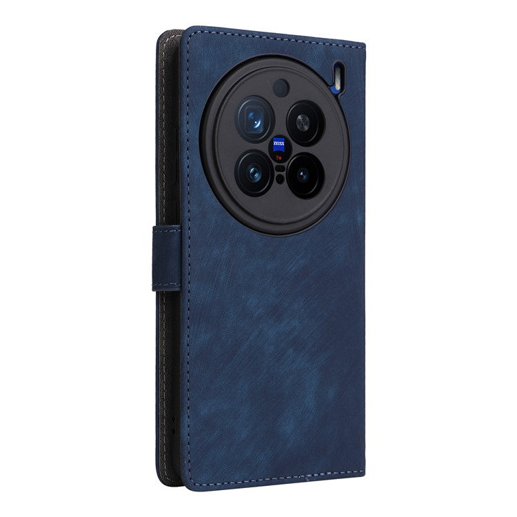 For vivo X200 Pro 5G Wallet Phone Case RFID Blocking PU Leather Flip Cover Stand View - Blue