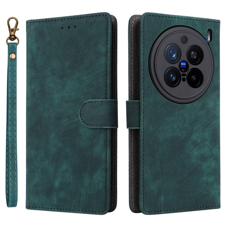 For vivo X200 Pro 5G Wallet Phone Case RFID Blocking PU Leather Flip Cover Stand View - Green