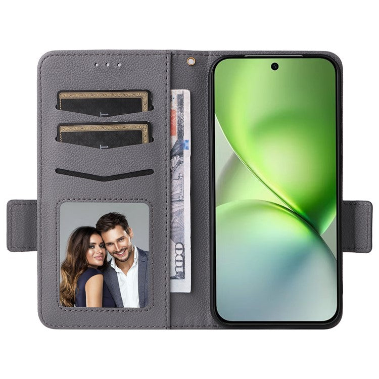 For vivo X200 Pro mini 5G Case Litchi Texture PU Leather Wallet Flip Phone Cover - Grey