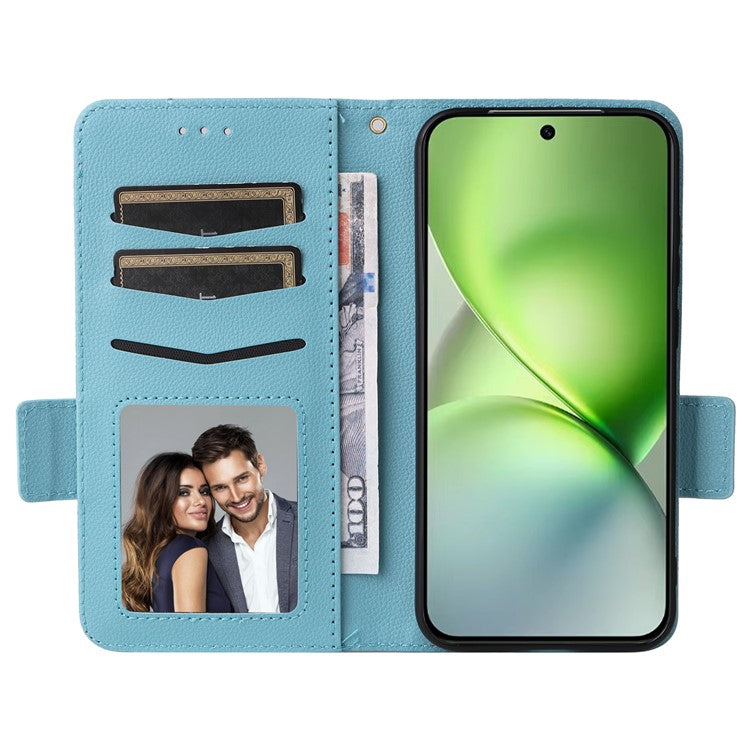 For vivo X200 Pro mini 5G Case Litchi Texture PU Leather Wallet Flip Phone Cover - Baby Blue