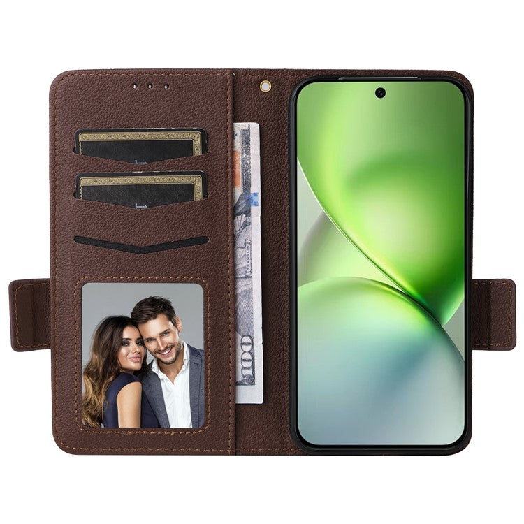 For vivo X200 Pro mini 5G Case Litchi Texture PU Leather Wallet Flip Phone Cover - Brown