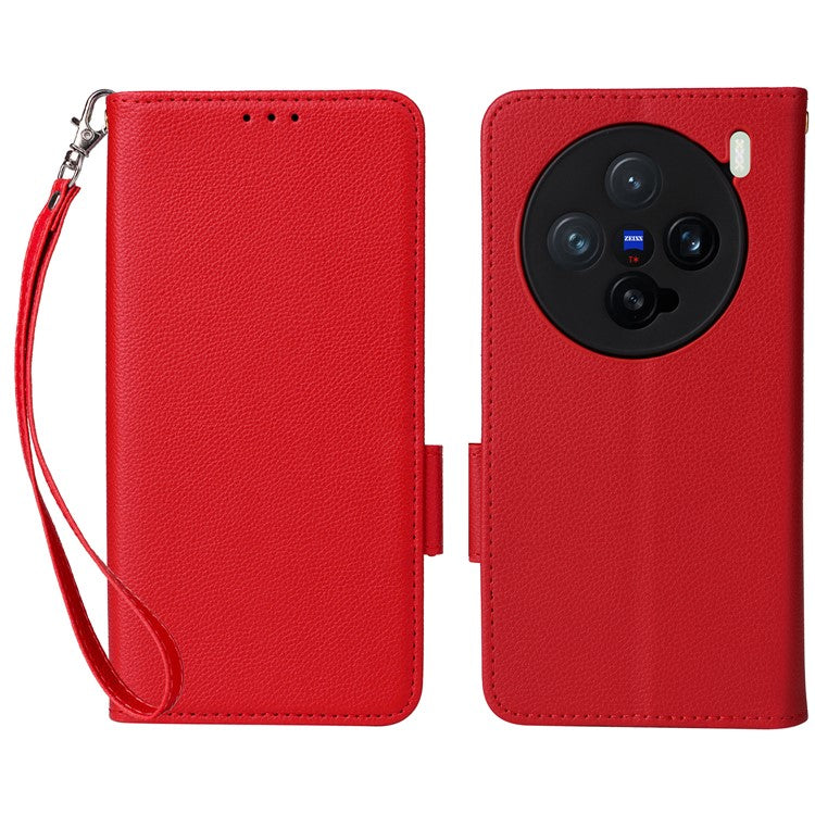 For vivo X200 Pro mini 5G Case Litchi Texture PU Leather Wallet Flip Phone Cover - Red