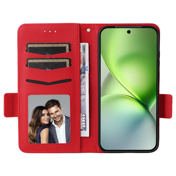 For vivo X200 Pro mini 5G Case Litchi Texture PU Leather Wallet Flip Phone Cover - Red