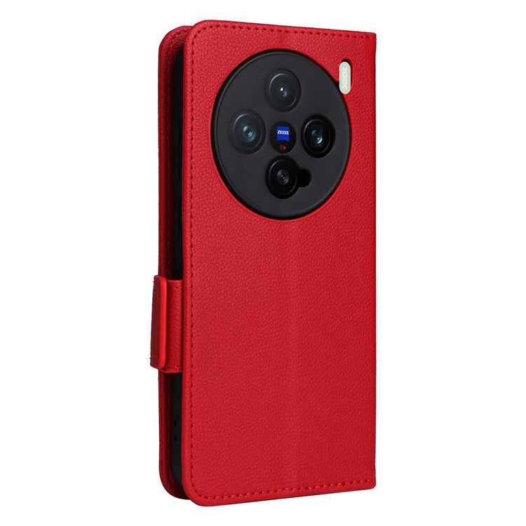 For vivo X200 Pro mini 5G Case Litchi Texture PU Leather Wallet Flip Phone Cover - Red