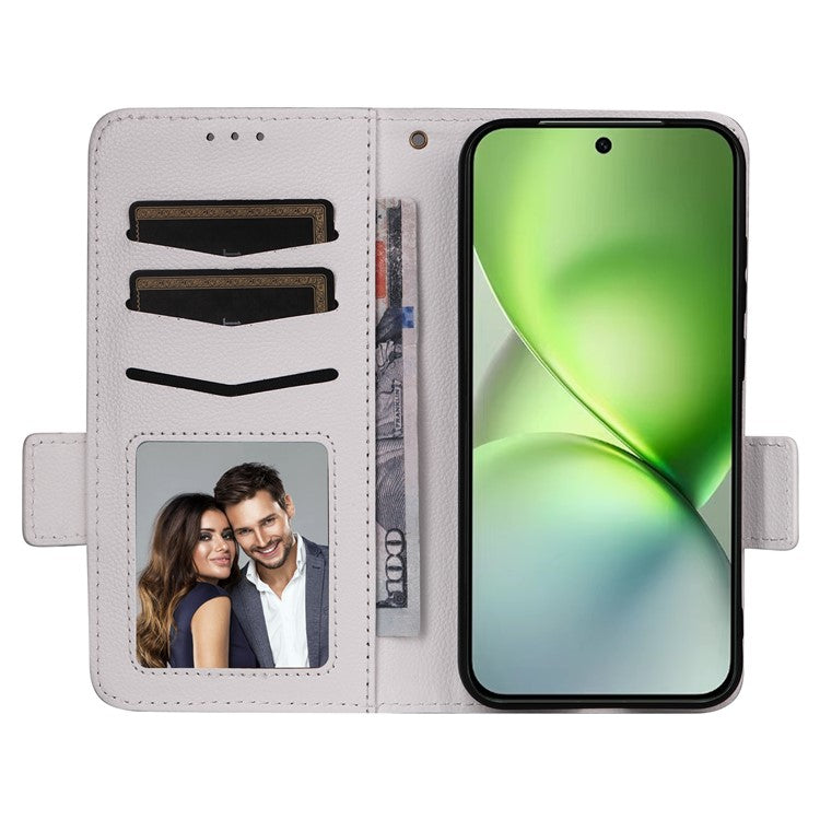 For vivo X200 Pro mini 5G Case Litchi Texture PU Leather Wallet Flip Phone Cover - White