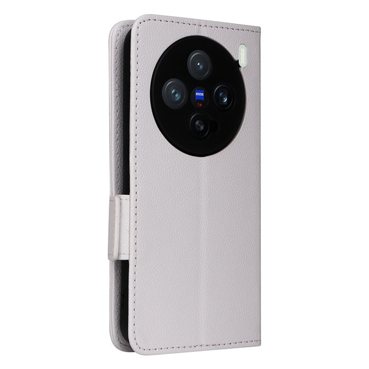 For vivo X200 Pro mini 5G Case Litchi Texture PU Leather Wallet Flip Phone Cover - White