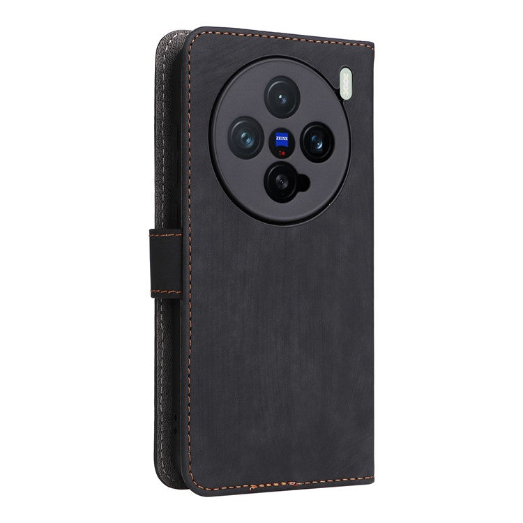 For vivo X200 Pro mini 5G Wallet Phone Case RFID Blocking PU Leather Flip Cover Stand View - Black