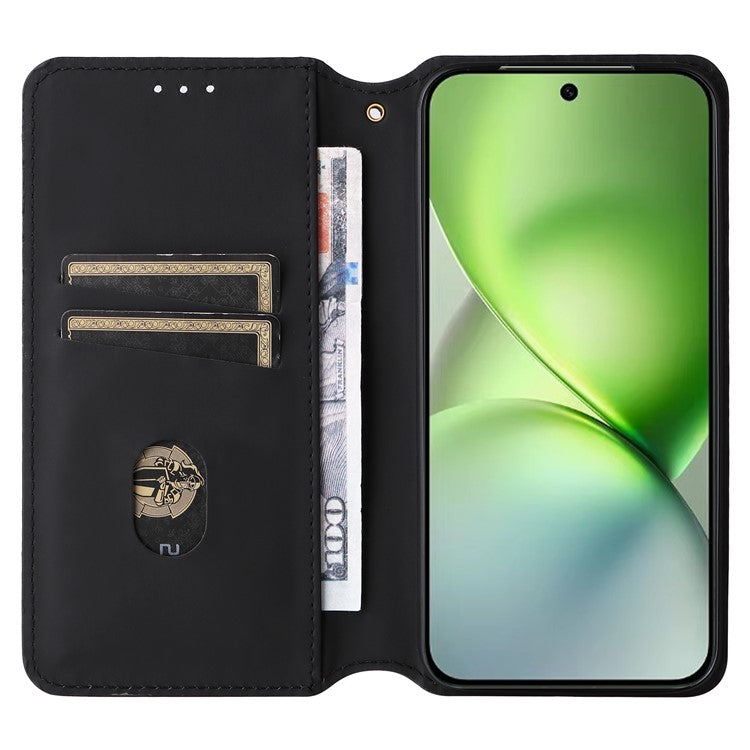 For vivo X200 Pro mini 5G Wallet Case Rhombus Imprinted Leather Phone Cover - Black