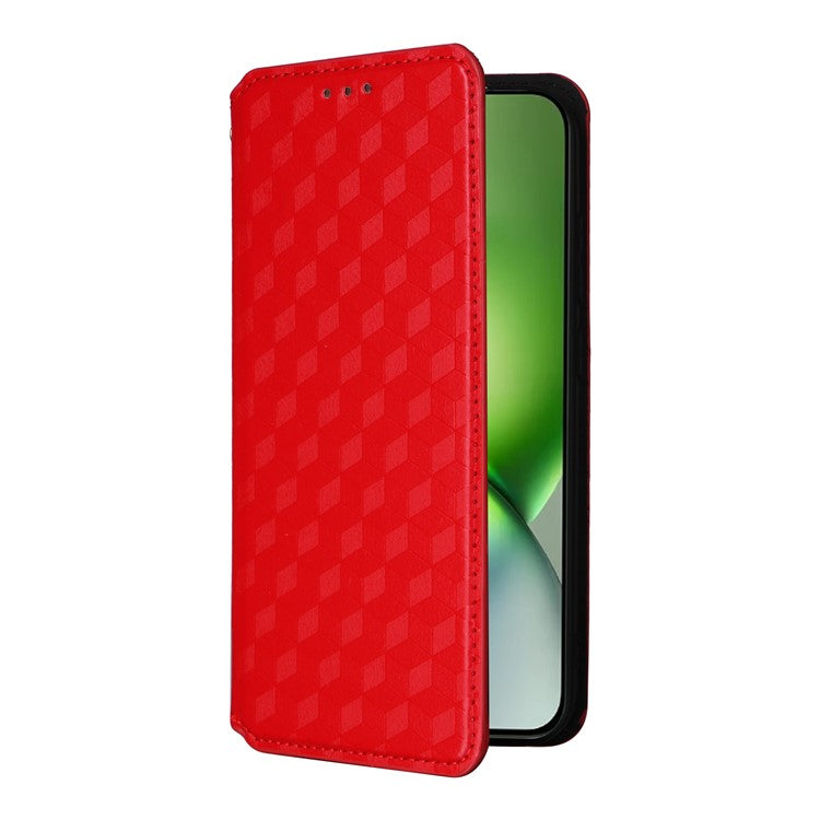 For vivo X200 Pro mini 5G Wallet Case Rhombus Imprinted Leather Phone Cover - Red