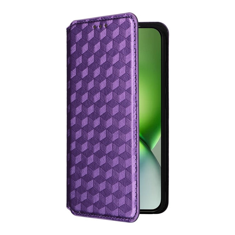 For vivo X200 Pro mini 5G Wallet Case Rhombus Imprinted Leather Phone Cover - Purple