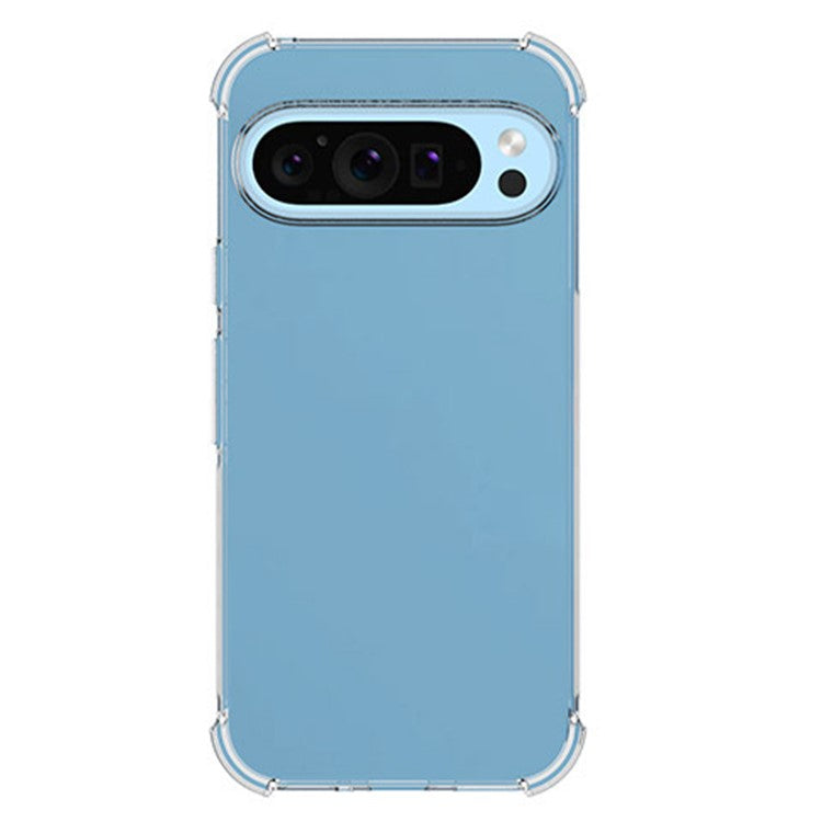 WANLONFENG WL Series for Google Pixel 9 Pro / Pixel 9 Case 2.0mm Clear TPU Cover with Tempered Glass Film (Big Lens Hole)