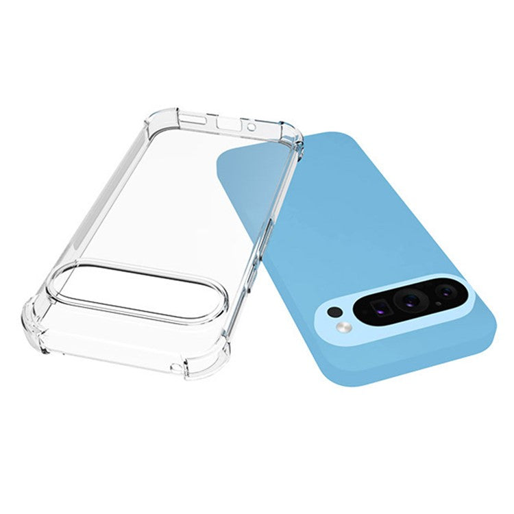 WANLONFENG WL Series for Google Pixel 9 Pro / Pixel 9 Case 2.0mm Clear TPU Cover with Tempered Glass Film (Big Lens Hole)