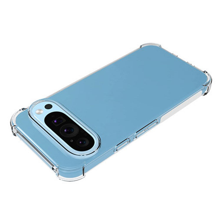 WANLONFENG WL Series for Google Pixel 9 Pro / Pixel 9 Case 2.0mm Clear TPU Cover with Tempered Glass Film (Big Lens Hole)