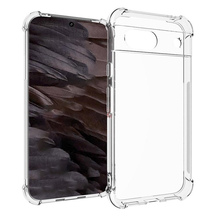 WANLONFENG WL Series for Google Pixel 8a Case 2.0mm Clear TPU Cover with Tempered Glass Film (Big Lens Hole)