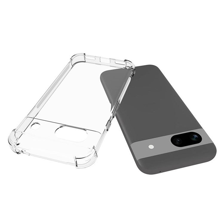 WANLONFENG WL Series for Google Pixel 8a Case 2.0mm Clear TPU Cover with Tempered Glass Film (Big Lens Hole)