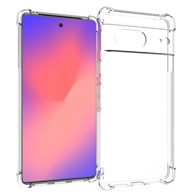 WANLONFENG WL Series for Google Pixel 7 5G Case 2.0mm Clear TPU Cover with Tempered Glass Film (Big Lens Hole)