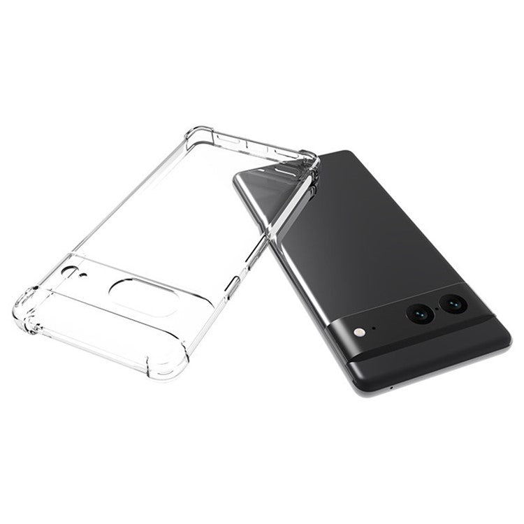 WANLONFENG WL Series for Google Pixel 7 5G Case 2.0mm Clear TPU Cover with Tempered Glass Film (Big Lens Hole)