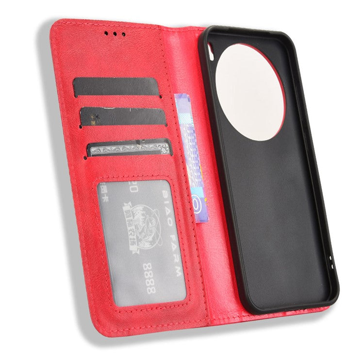 For vivo X200 5G Leather Case Wallet Stand Retro Texture Phone Cover - Red