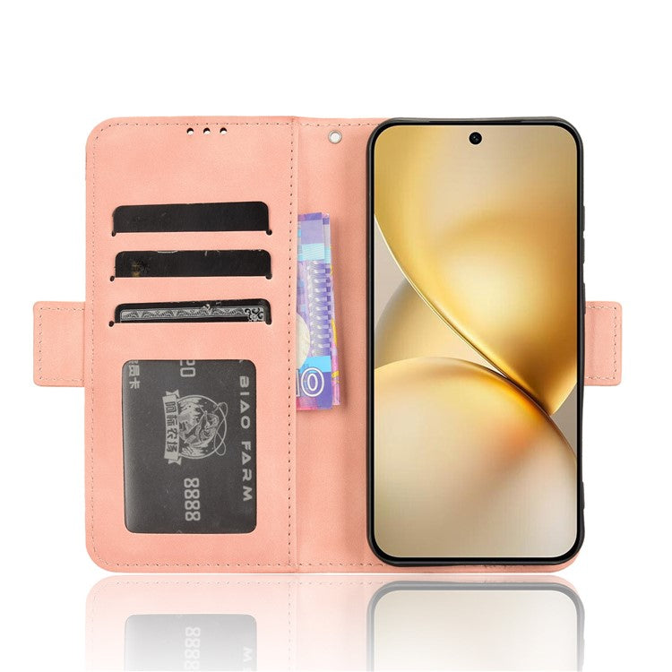 For vivo X200 5G Leather Case Phone Wallet Cover with Multiple Card Slots - Pink