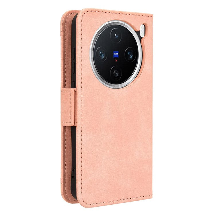 For vivo X200 5G Leather Case Phone Wallet Cover with Multiple Card Slots - Pink