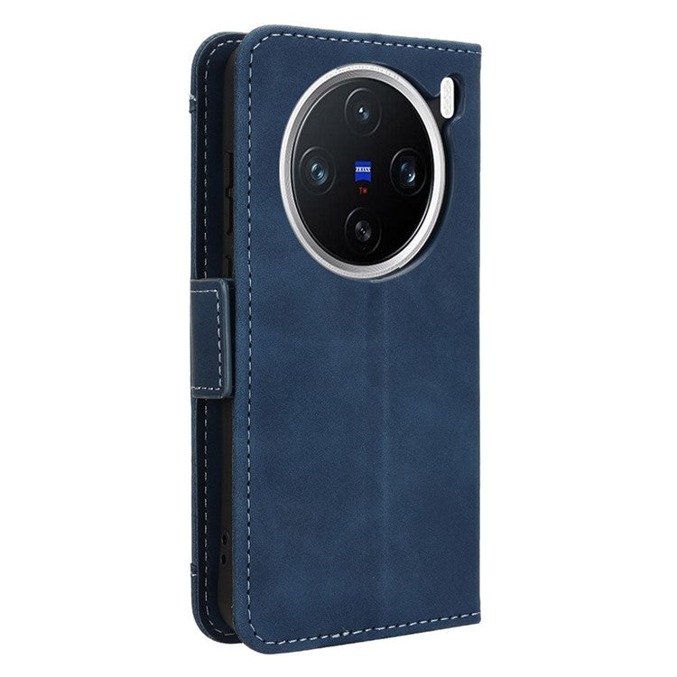 For vivo X200 5G Leather Case Phone Wallet Cover with Multiple Card Slots - Blue