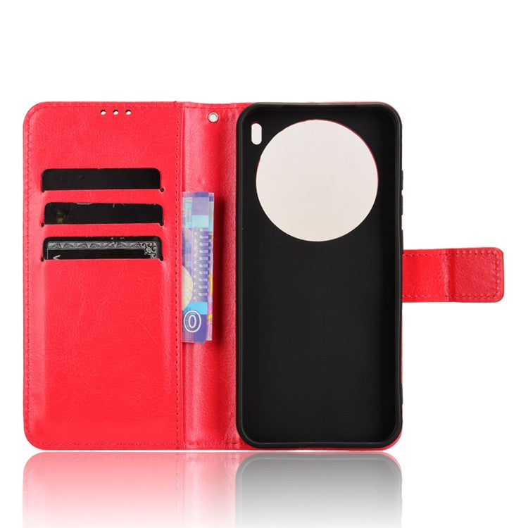 For vivo X200 5G Case Crazy Horse Texture PU Leather Phone Wallet Cover - Red