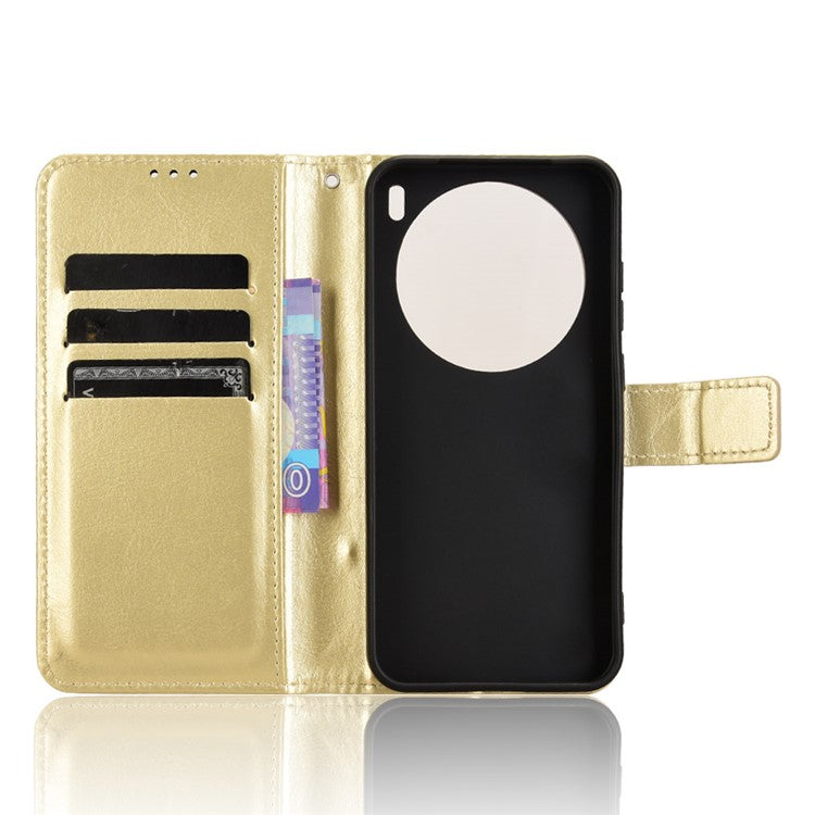 For vivo X200 5G Case Crazy Horse Texture PU Leather Phone Wallet Cover - Gold