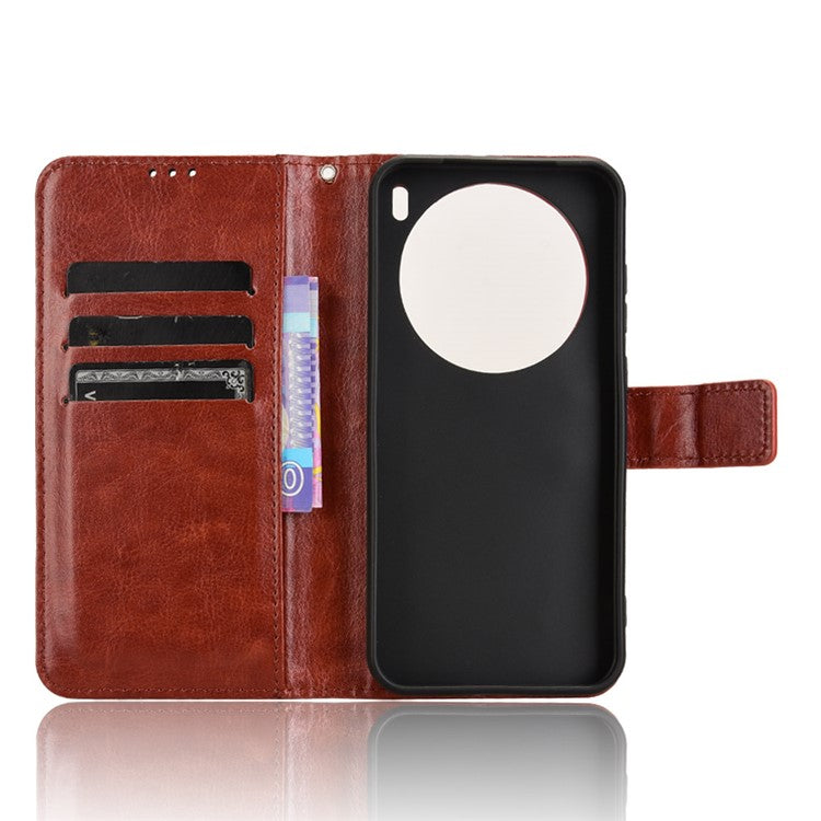 For vivo X200 5G Case Crazy Horse Texture PU Leather Phone Wallet Cover - Brown